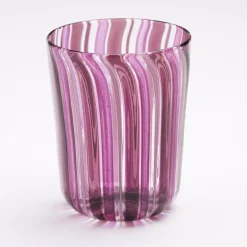 Set di bicchieri da acqua e da vino rosa di Murano per sei persone