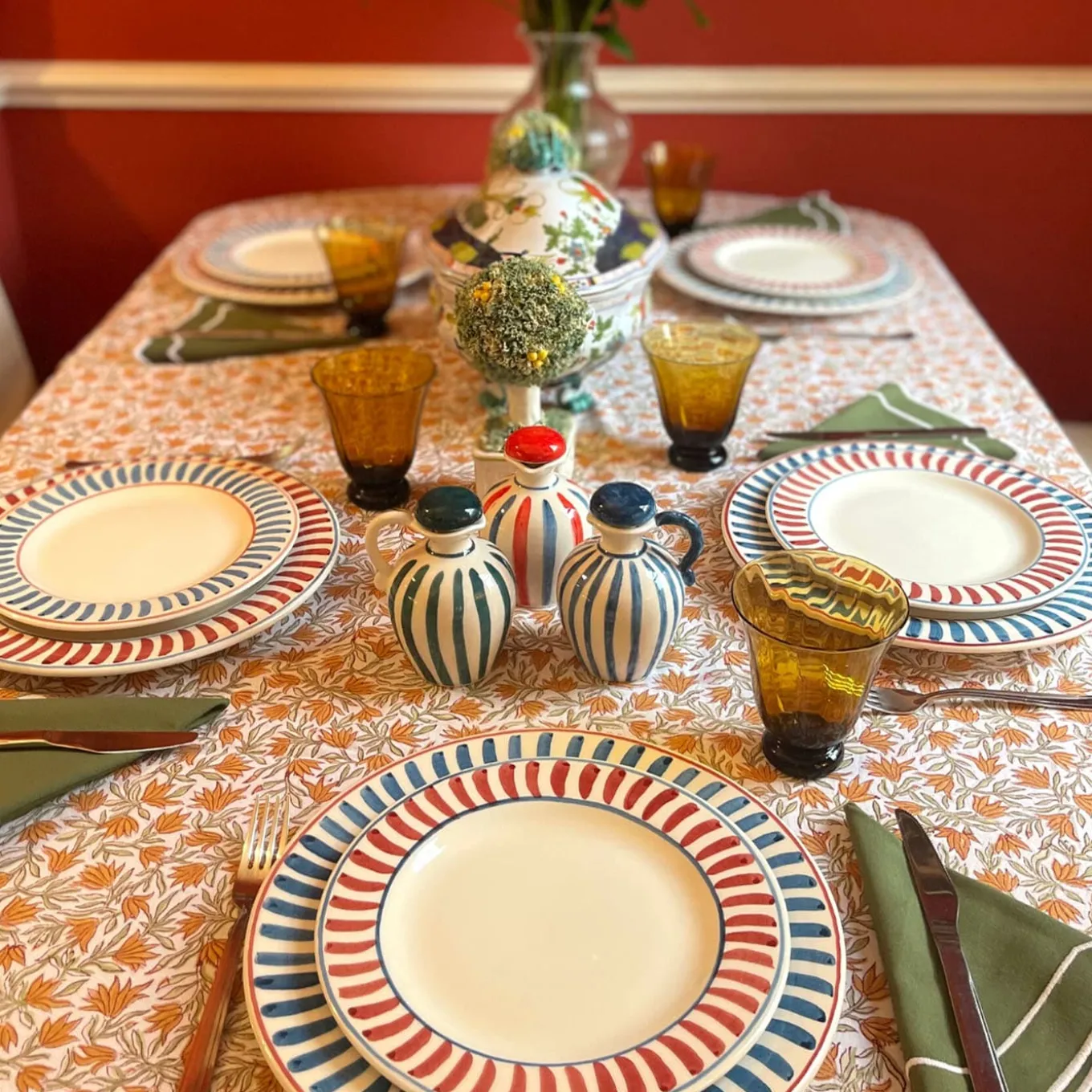 Set di bottiglie per olio e aceto in ceramica verde smeraldo