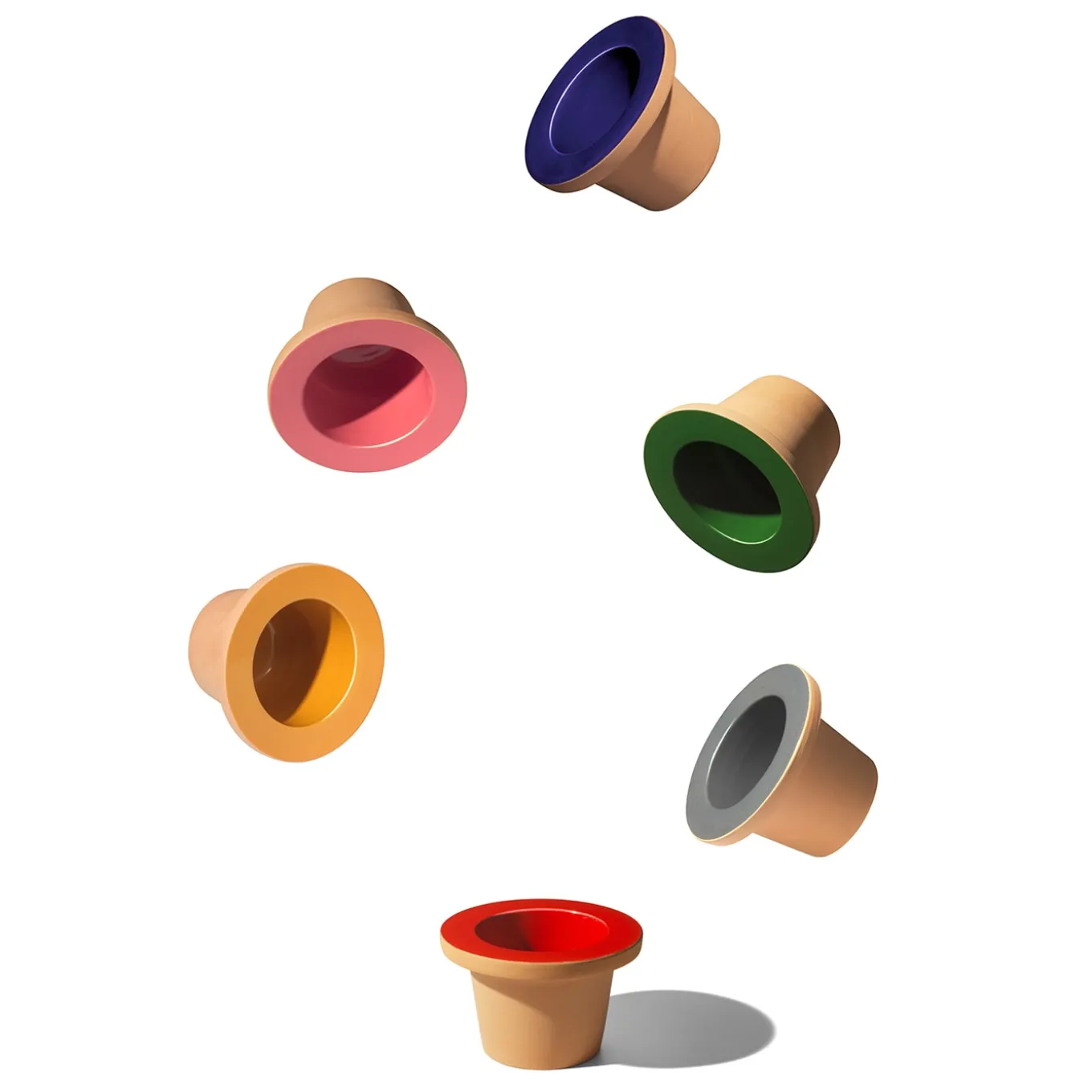 Set di due cachepot Pofi rosso e blu