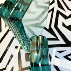 Set di due cornici per foto in cristallo acquamarina