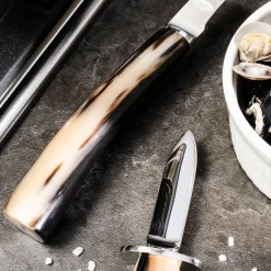 Set di posate per pesci e crostacei in corno naturale