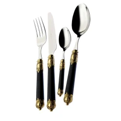 Set di posate Rinascimento Gold 24 pezzi in nero con scatola