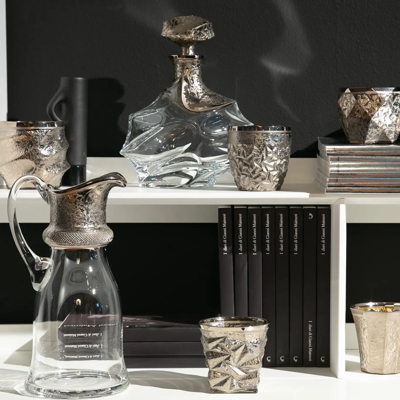 Set di sei bicchieri Capriccio in platino