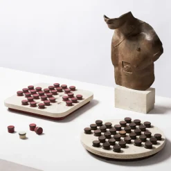 Set di solitari quadrati in marmo Delos