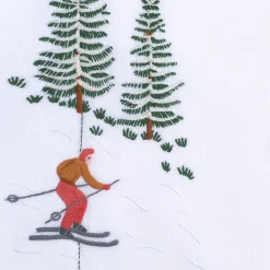 Set di tovagliette e tovaglioli ricamati a mano Ski #4