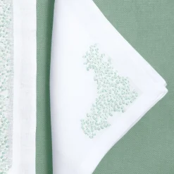 Set di tovagliette e tovaglioli in lino verde Firenze rettangolari