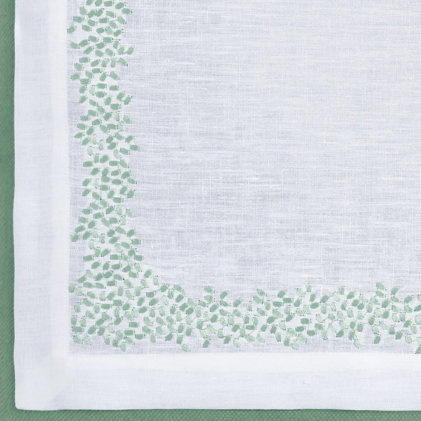 Set di tovagliette e tovaglioli in lino verde Firenze rettangolari