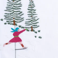 Set di tovagliette e tovaglioli ricamati a mano Ski #5