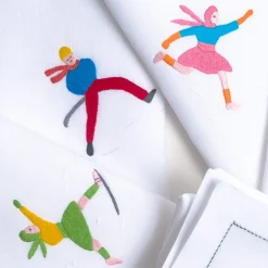 Set di tovagliette e tovaglioli di lino rettangolari Ski #8