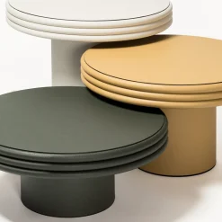 Set di tre tavoli rotondi Scala con base a colonna