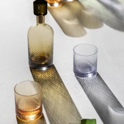 Set in vetro Murano Borealis Torse 3 pezzi Brown con bottiglia e bicchieri