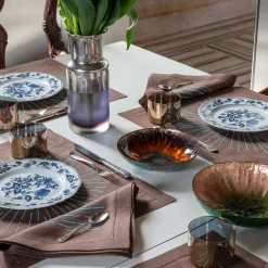 Set LUCE di Tovaglietta Noce e Turchese con Tovagliolo