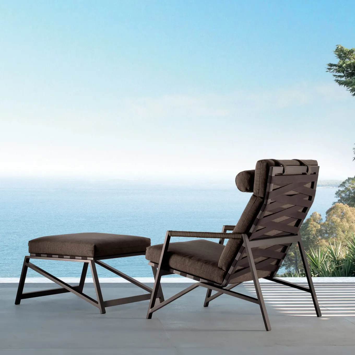 Set poltrona e pouf da salotto Cottage Mocha