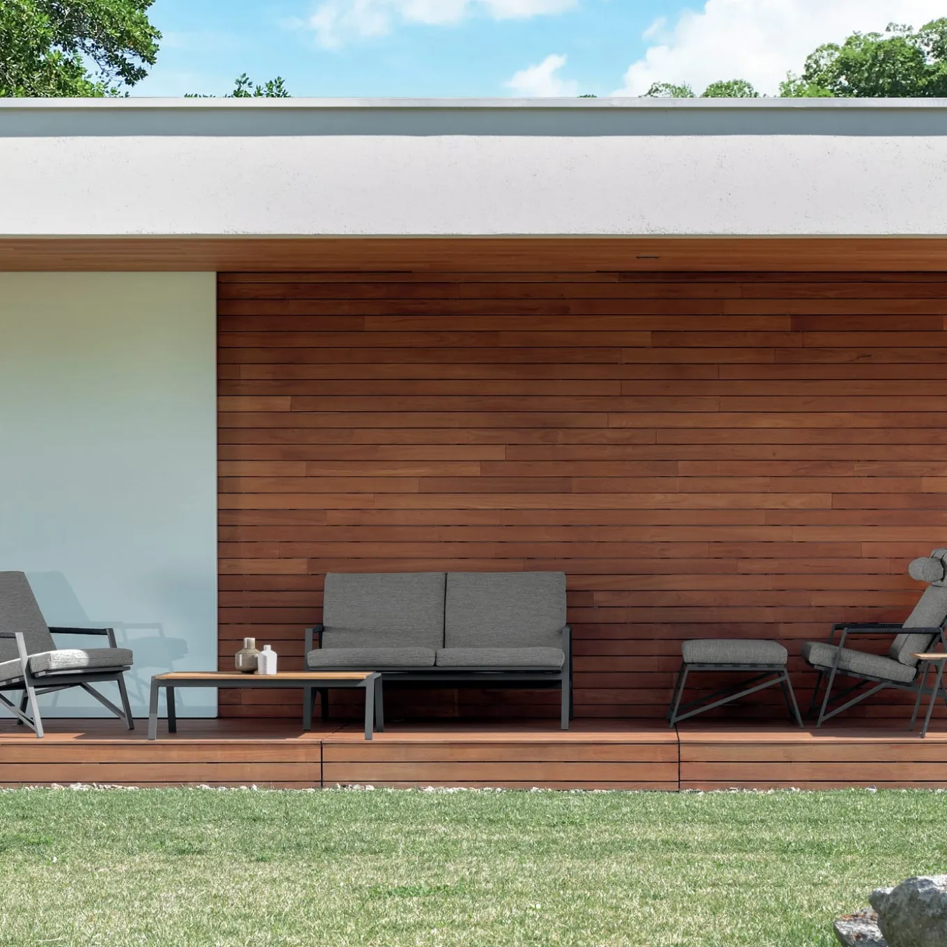 Set poltrona e pouf da salotto Cottage Mocha