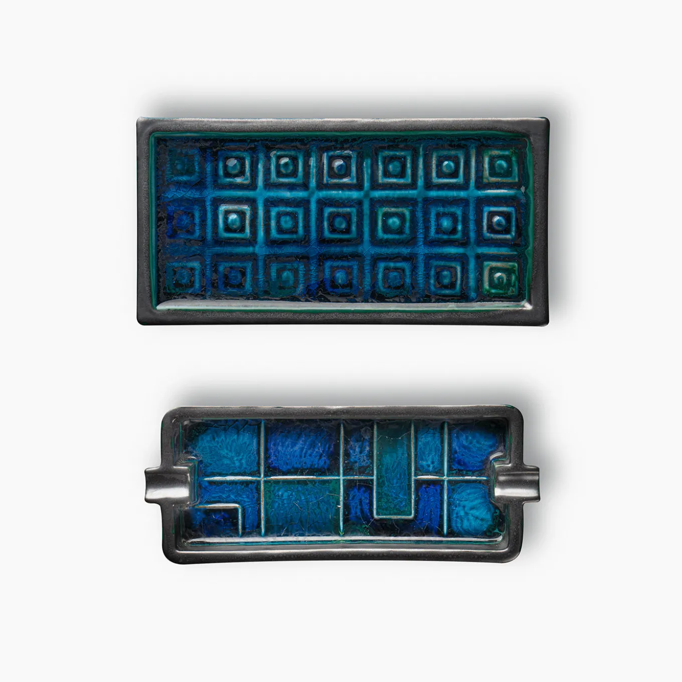 Set Scatola e Posacenere Nero e Blu di Aldo Londi