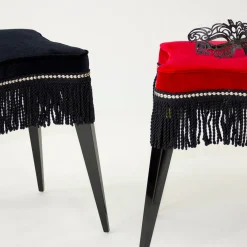 Sgabello Burlesque in velluto rosso