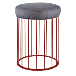 Sgabello Cage in ferro rosso carminio