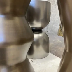 Sgabello Chess in Legno con Finitura Argento