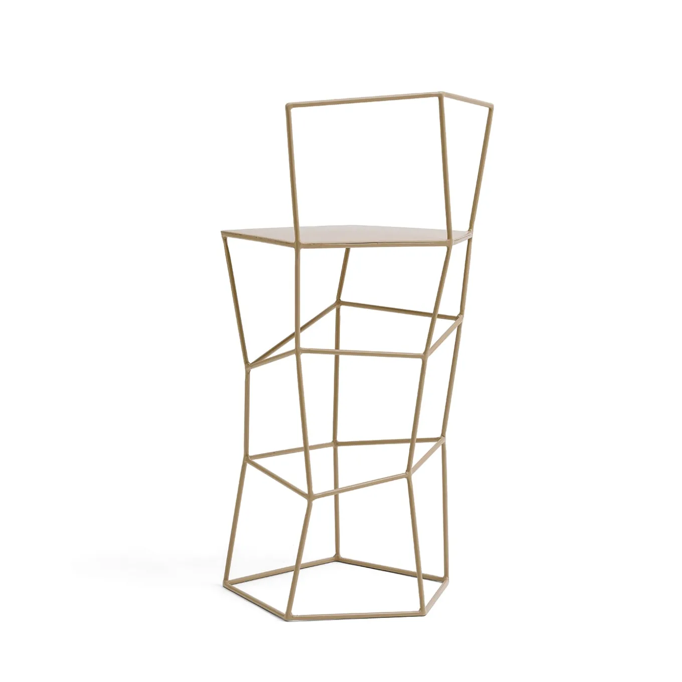 Sgabello con schienale in ferro colore cappuccino