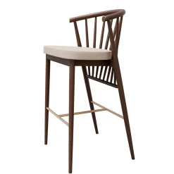 Sgabello da bar imbottito Jenny in legno di frassino