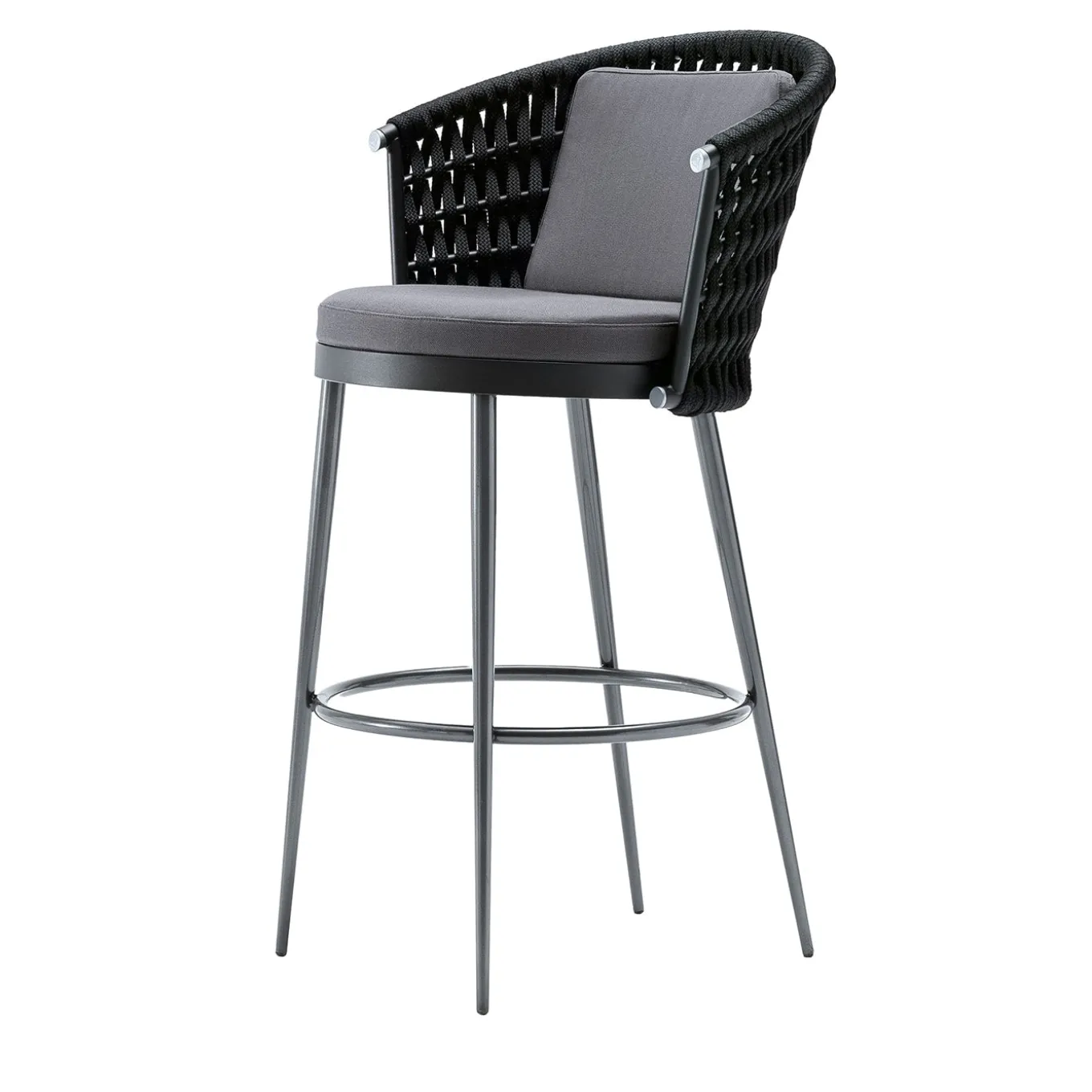 Sgabello da bar in tessuto nero per esterni