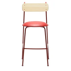Sgabello da bar Lena Sg-75 rosso e frassino naturale di Designerd