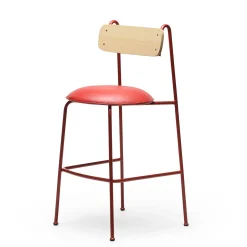 Sgabello da bar Lena Sg-75 rosso e frassino naturale di Designerd