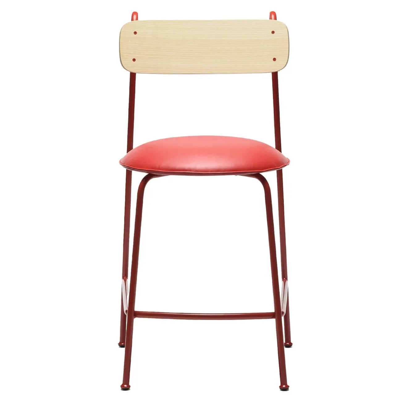 Sgabello da bar Lena Sg-65 rosso e frassino naturale di Designerd