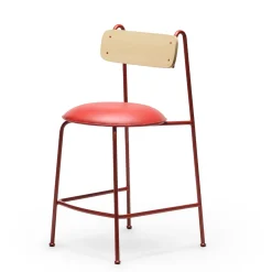 Sgabello da bar Lena Sg-65 rosso e frassino naturale di Designerd