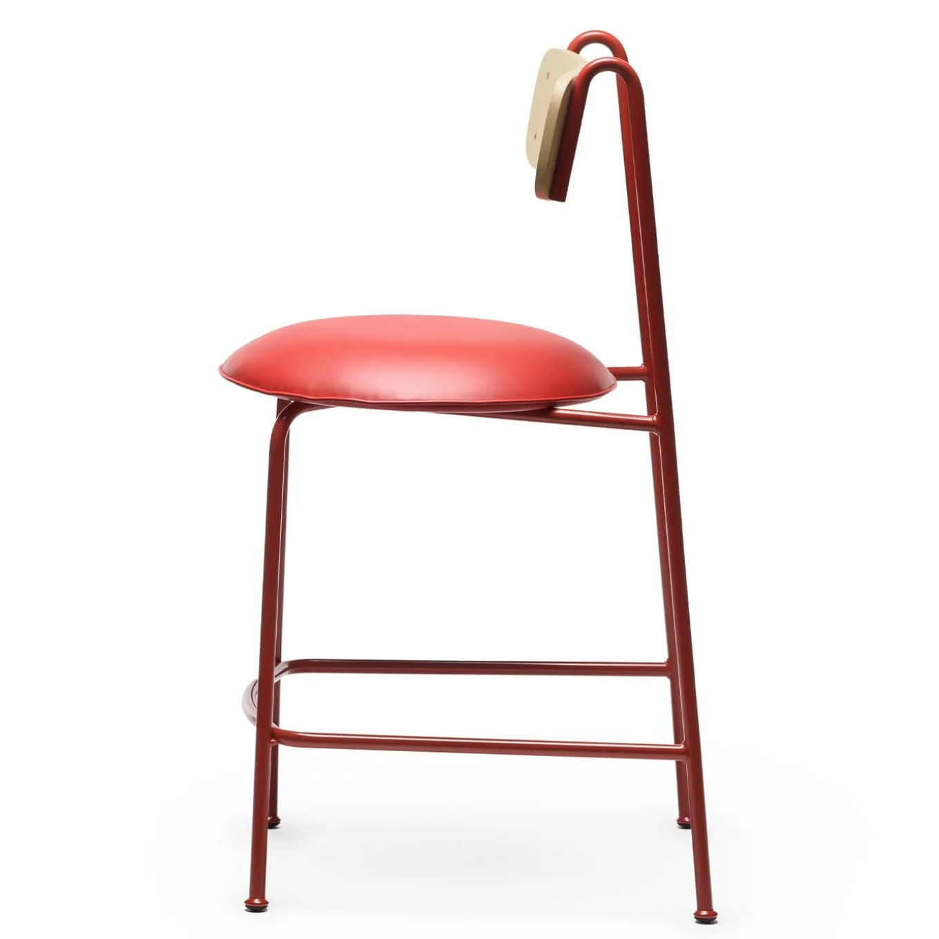 Sgabello da bar Lena Sg-65 rosso e frassino naturale di Designerd