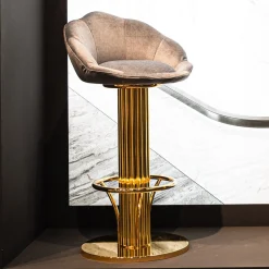 Sgabello da Bar Loto in Ottone Dorato