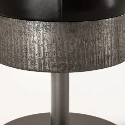 Sgabello girevole Amelie in pelle nera