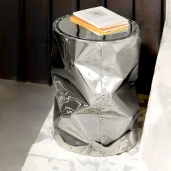 Sgabello In Alluminio Cromato Stropicciato #2