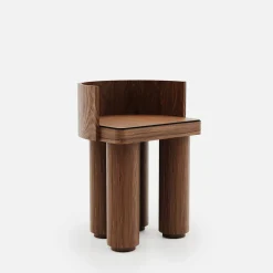 Sgabello in legno di quercia Roma con schienale