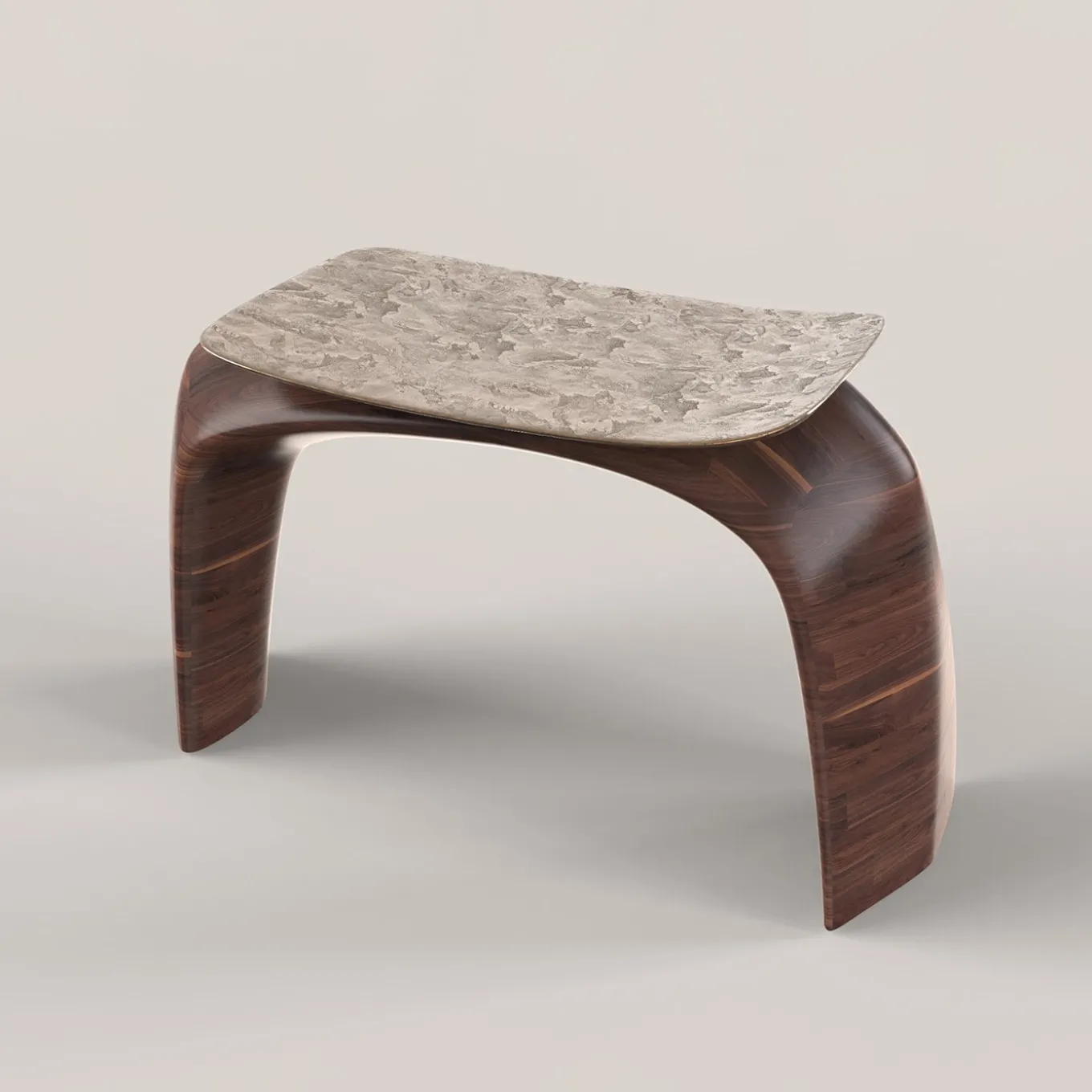 Sgabello in legno e bronzo fuso marrone Bayou #1