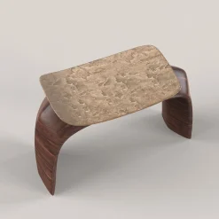 Sgabello in legno e bronzo fuso marrone Bayou #1