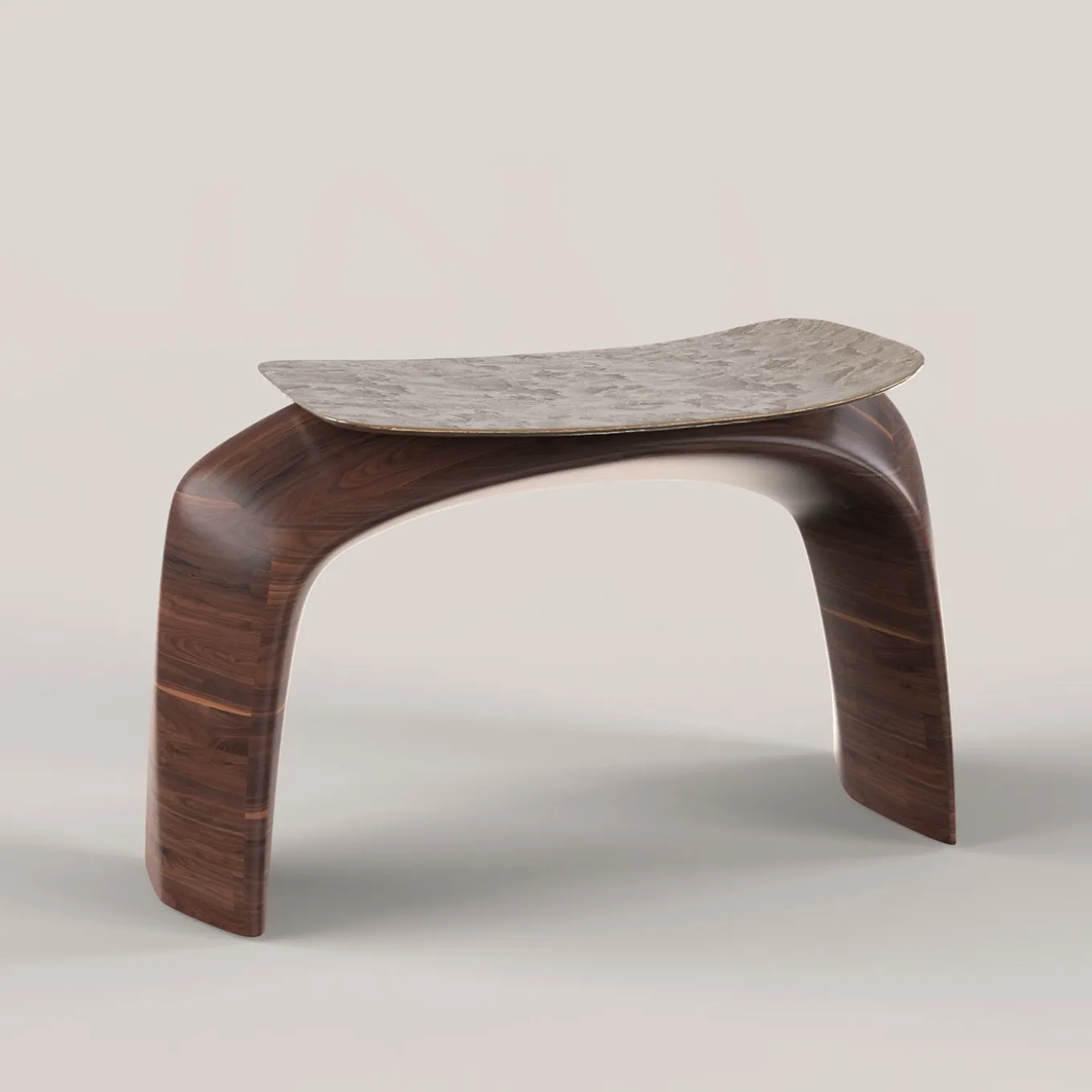 Sgabello in legno e bronzo fuso marrone Bayou #1