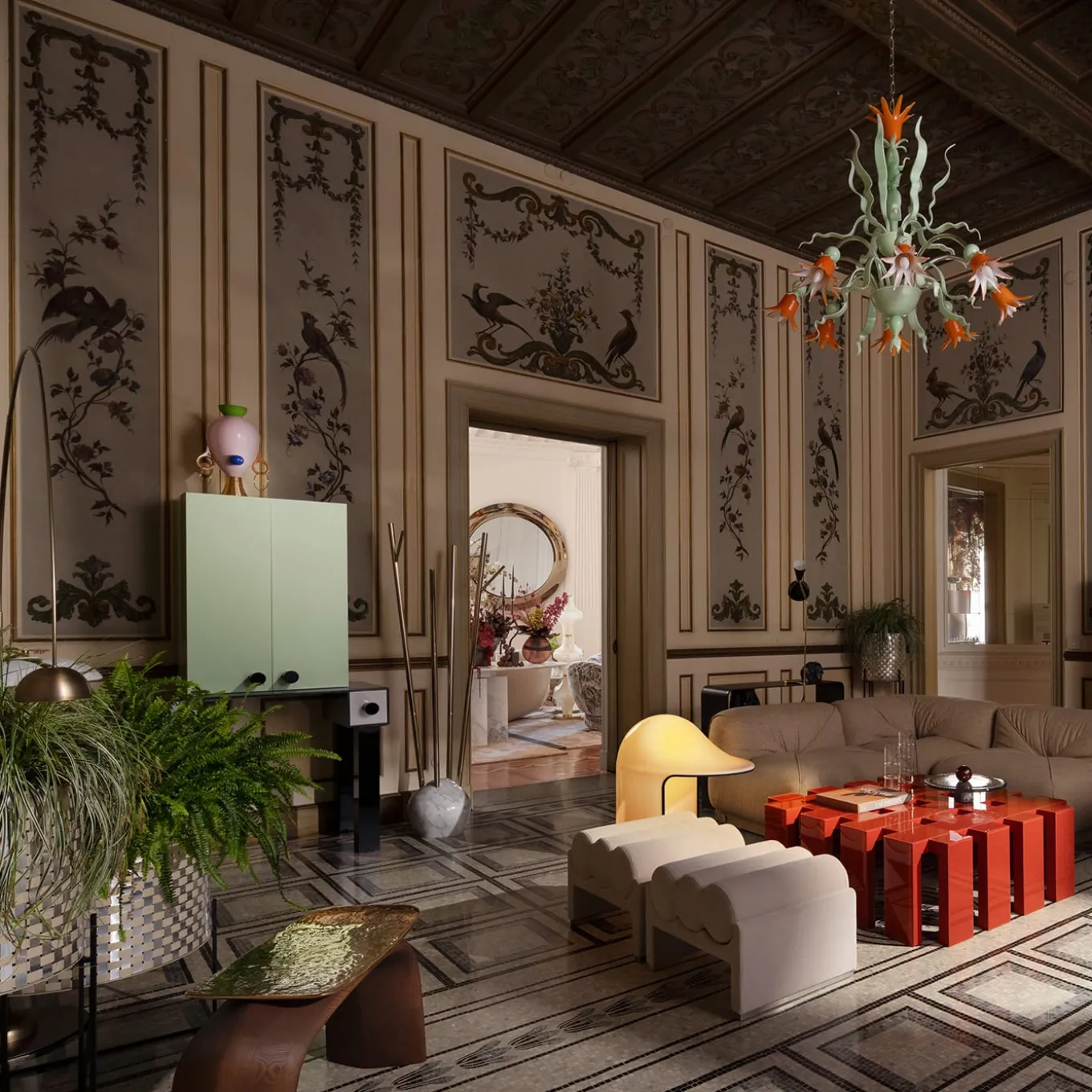 Sgabello in legno e bronzo fuso marrone Bayou #1