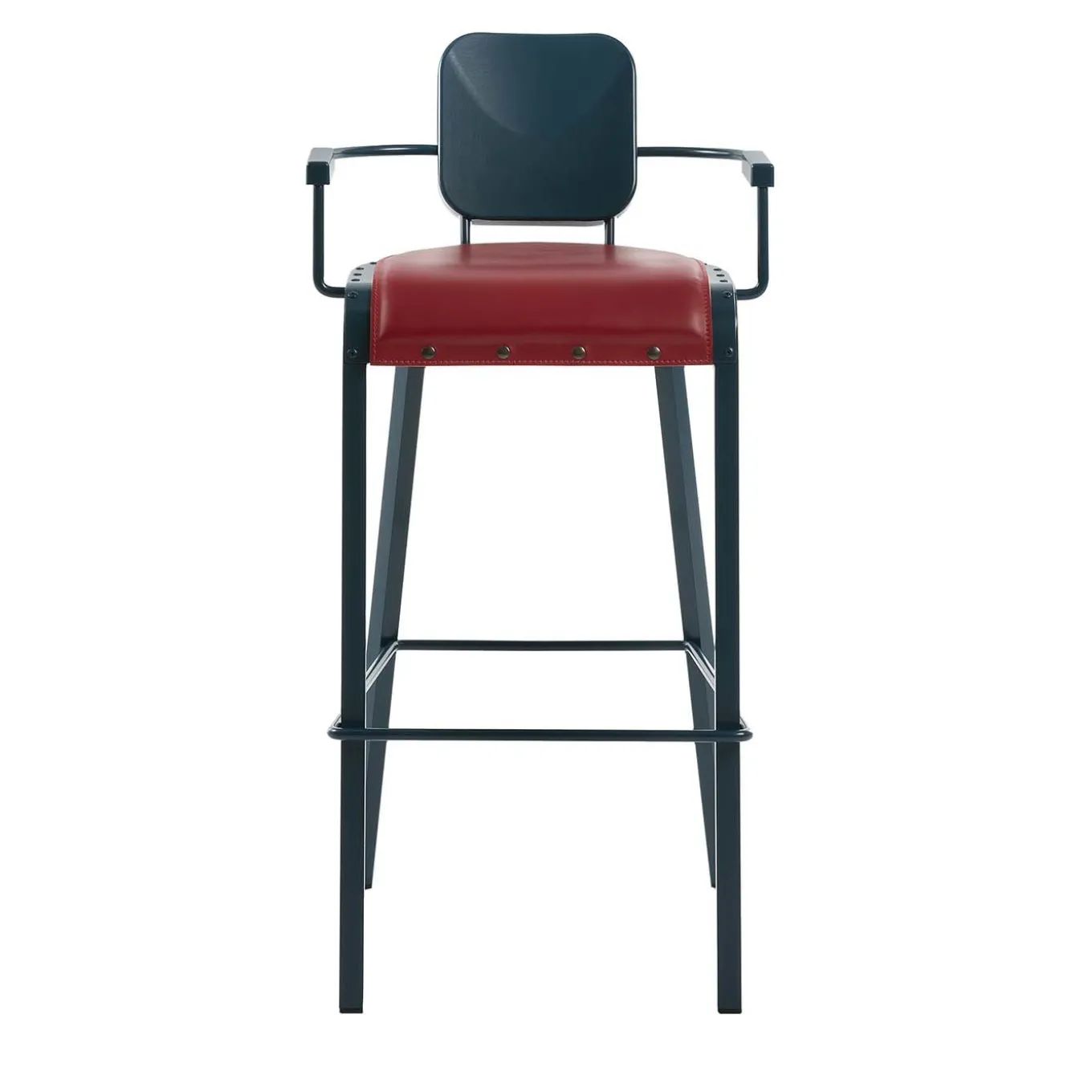 Sgabello Rock con seduta in pelle di Marc Sadler