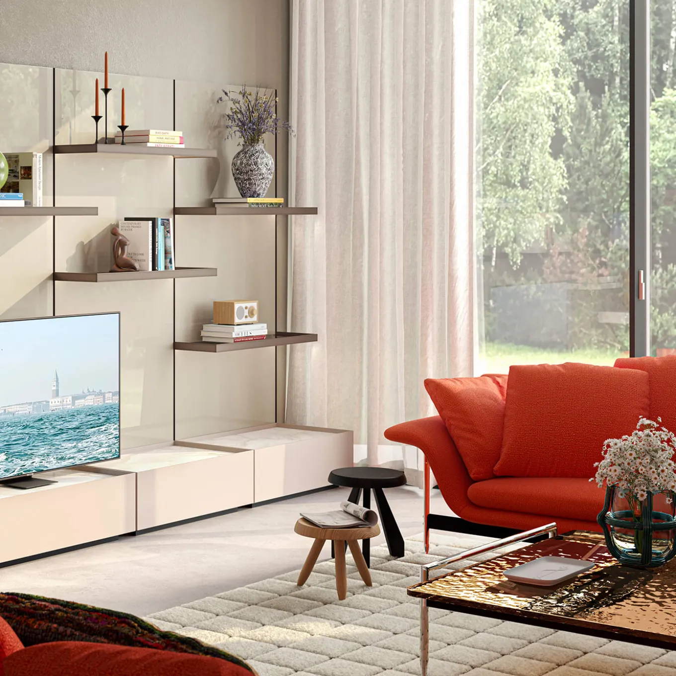 Sgabello Tabouret Berger in rovere naturale di Charlotte Perriand