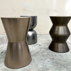 Sgabello Taburet in Legno con Finitura Bronzo