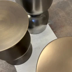 Sgabello Taburet in Legno con Finitura Oro