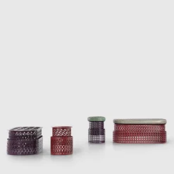 Sgabello Trame piccolo rotondo rosso