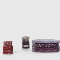 Sgabello Trame piccolo rotondo rosso