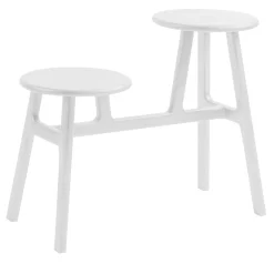 Sgabello Trespolo a due posti in legno bianco