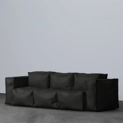 Sibylia Black Leather Sofa