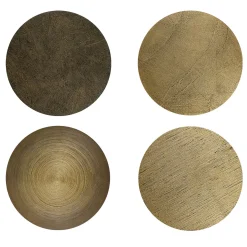 Sole Specchio Tondo Luminoso Decorato Con Resina Spazzolata A Raggiera Color Oro E Bronzo