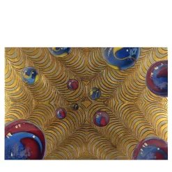 Sospensione Ottica Dipinto su Legno Intagliato con Foglia Oro e Argento di Giuseppe Caiafa