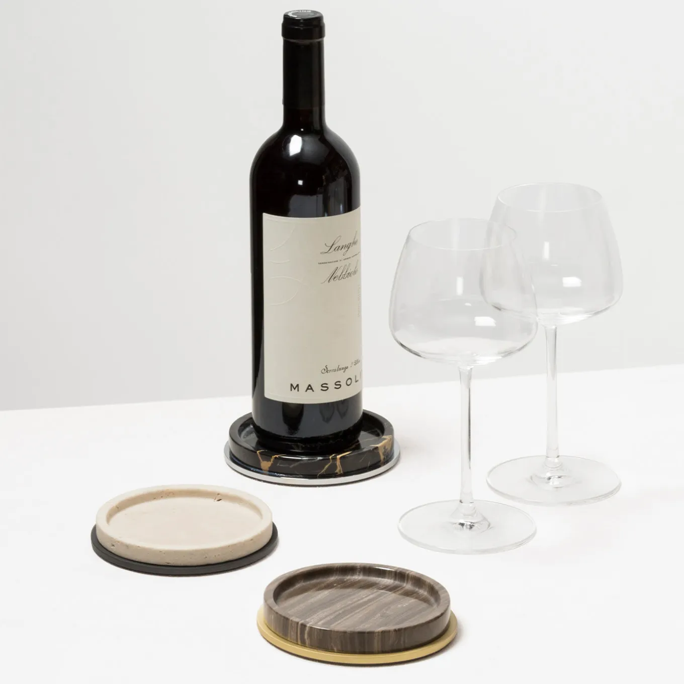 Sottobicchiere per bottiglie in marmo marrone Positano