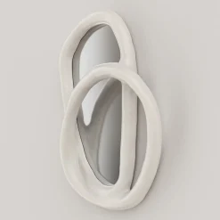 Specchio da parete grande Bolide V2 in gesso bianco